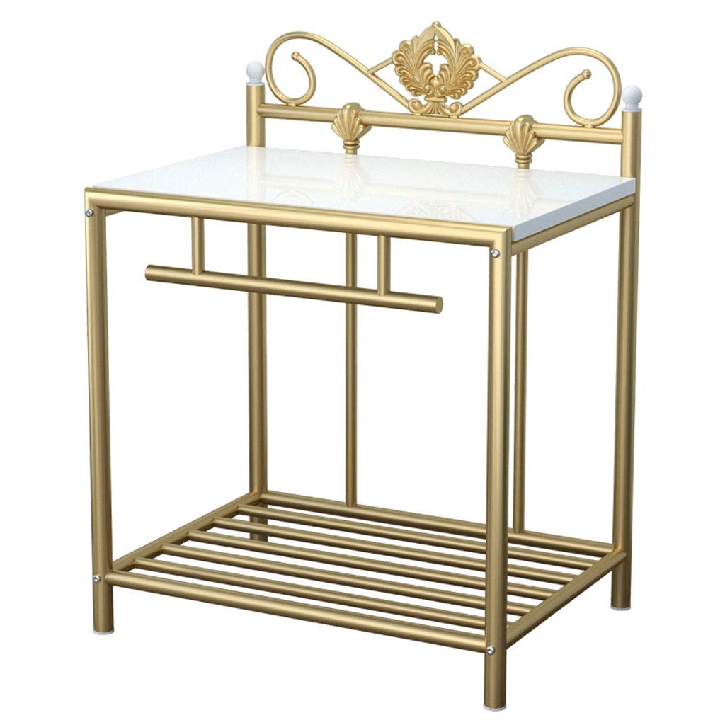 Modern Gold Wrought Iron Nightstand - European Style Bedside Table with Storage, Small Desk for Bedroom, Creative Locker Design - Perfect for Small Spaces, Apartments & Guest Rooms