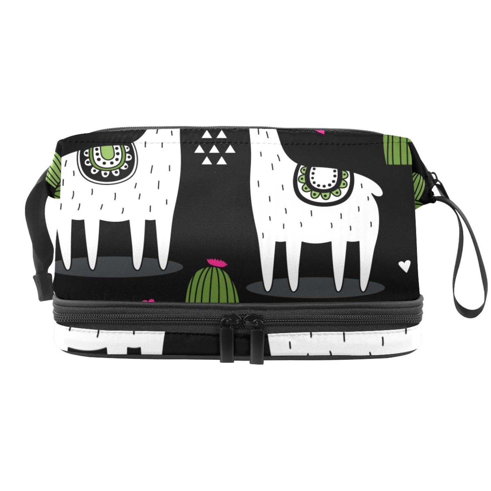 Large Travel Cosmetic Bag for Women - Waterproof Makeup Organizer with Cute Llama & Alpaca Print - Perfect Toiletry Bag for Vacation, Gym & Daily Use