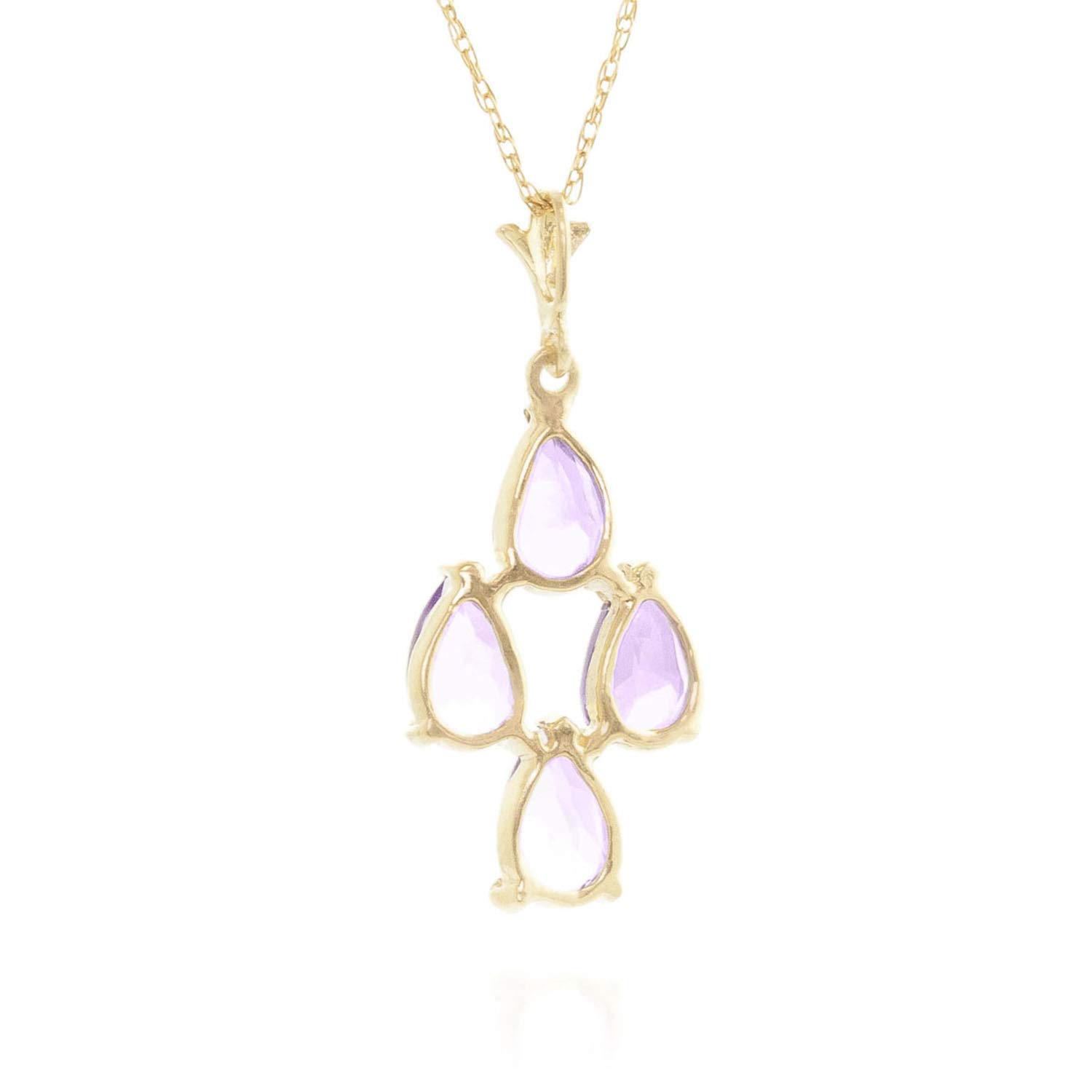 14K Yellow, White & Rose Gold Necklace with Pear-Shaped Amethysts | Elegant Galaxy Gold GG Jewelry for Women | Perfect for Weddings, Parties & Gift Giving