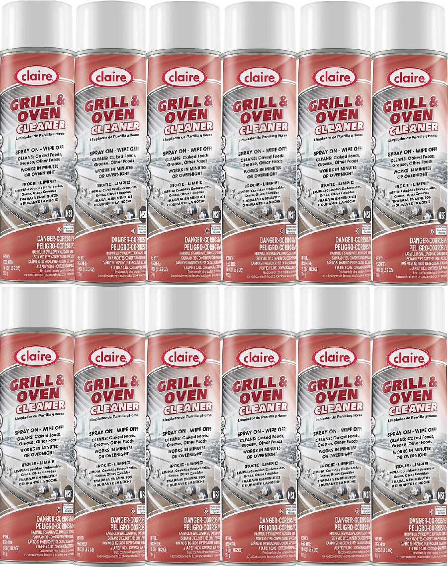 Grill & Oven Cleaner Aerosol Spray - Heavy Duty Degreaser (12 Pack, 20oz Cans) - Perfect for BBQ Grills, Ovens, Stovetops & Kitchen Appliances