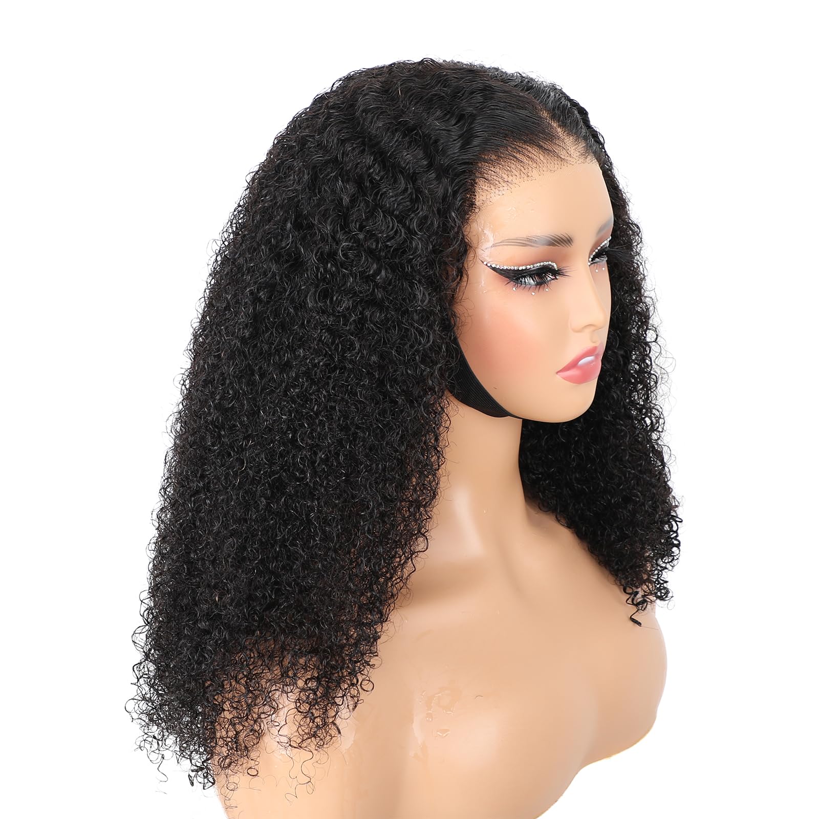 ISEE Wear and Go Glueless Wig - 16 Inch Afro Kinky Curly Lace Front Human Hair Wig with 7x5 HD Lace for Women | Pre-Cut & Pre-Plucked | Perfect for Daily Wear, Parties & Protective Styling