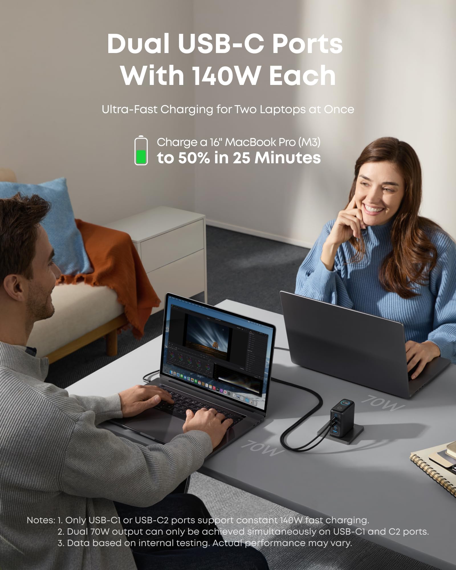 Anker 100W USB-C Laptop Power Bank - 20000mAh Portable Charger for MacBook, Dell, HP (Black) | Fast Charging Battery Pack for Travel, Work & Outdoor Use