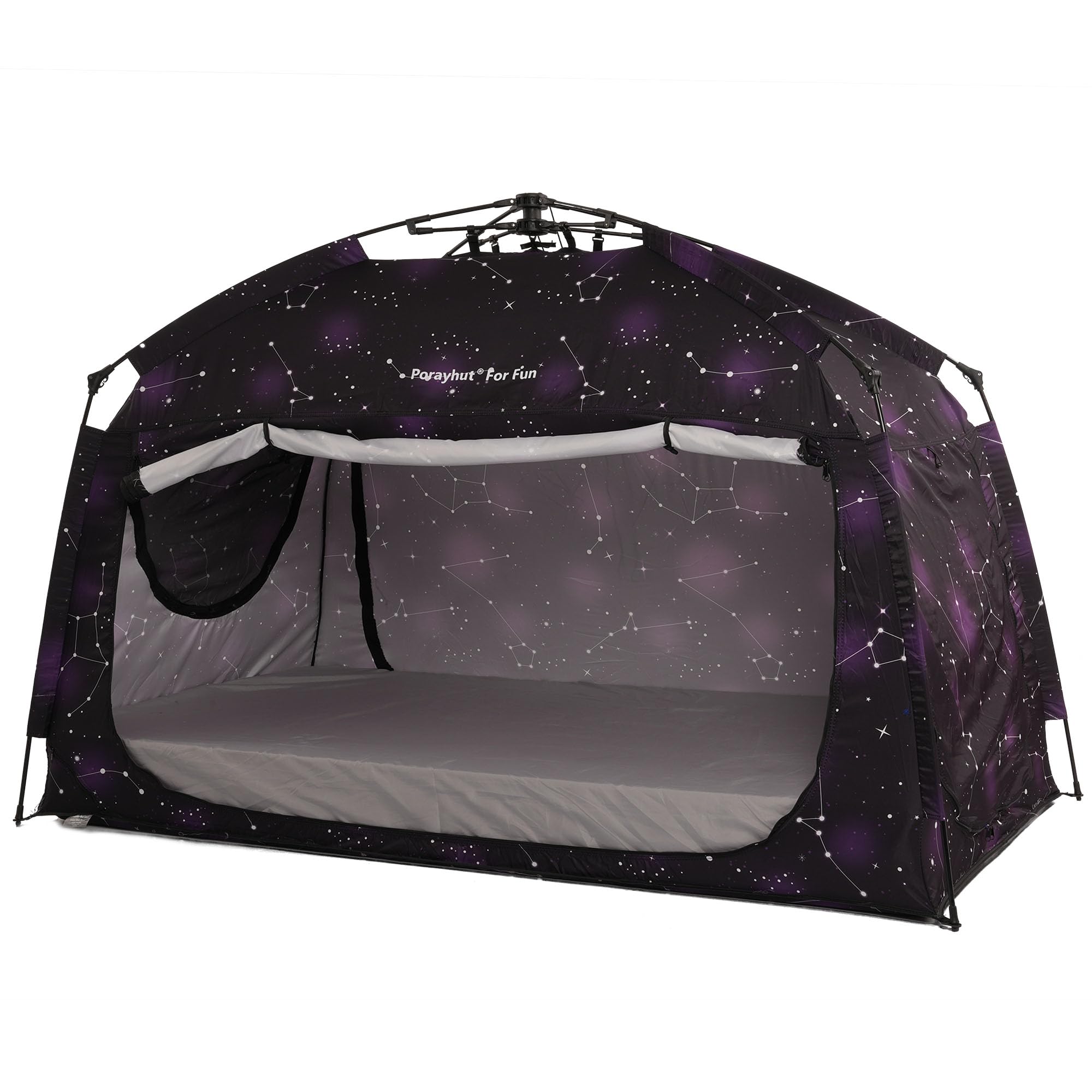 Instant Privacy Bed Tent for Sleeping - Quick Set Up Portable Bed Canopy with Large Space & 3 Doors - Twin Size Starry Design - Perfect for Dorm Rooms, Camping & Kids Sleepovers