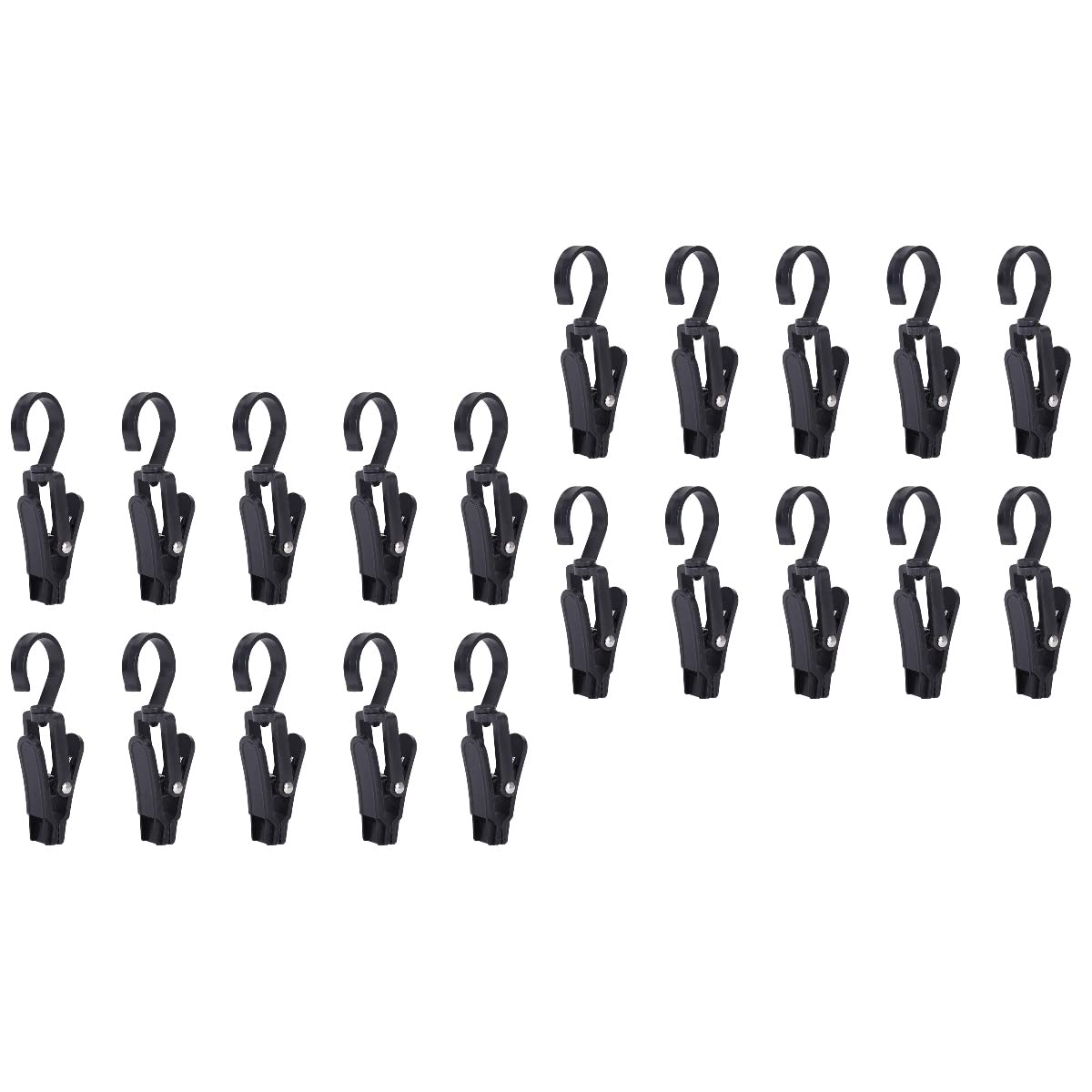 20-Pack Plastic Swivel Hanging Hooks - Rotatable Laundry Clips for Drying Clothes, Towels, Bras & Socks - Multi-Purpose Home & Beach Organizer for Curtains, Baby Clothes & Gloves - Durable Plastic Clothes Pins for Indoor & Outdoor Use