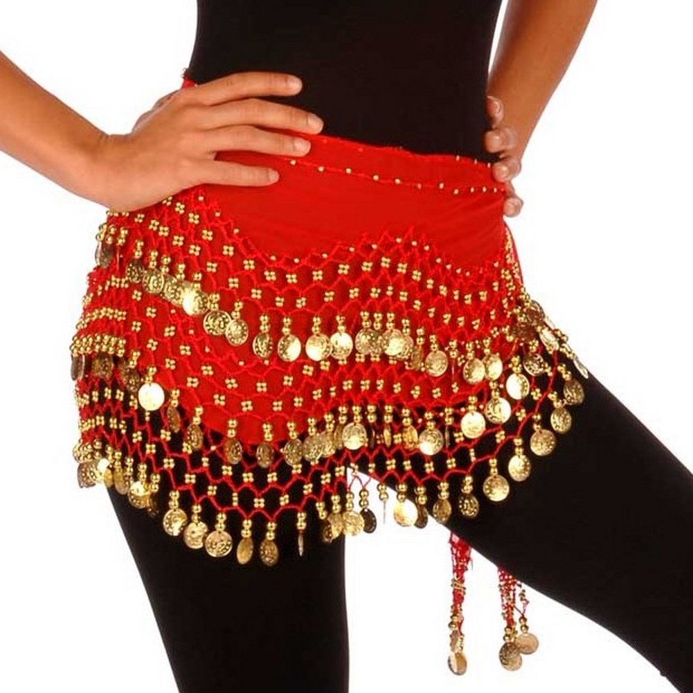 Ravising Belly Dance Hip Scarf - Chiffon Wavy Design for Training & Performance - Perfect for Belly Dance Classes, Practice, and Stage Shows