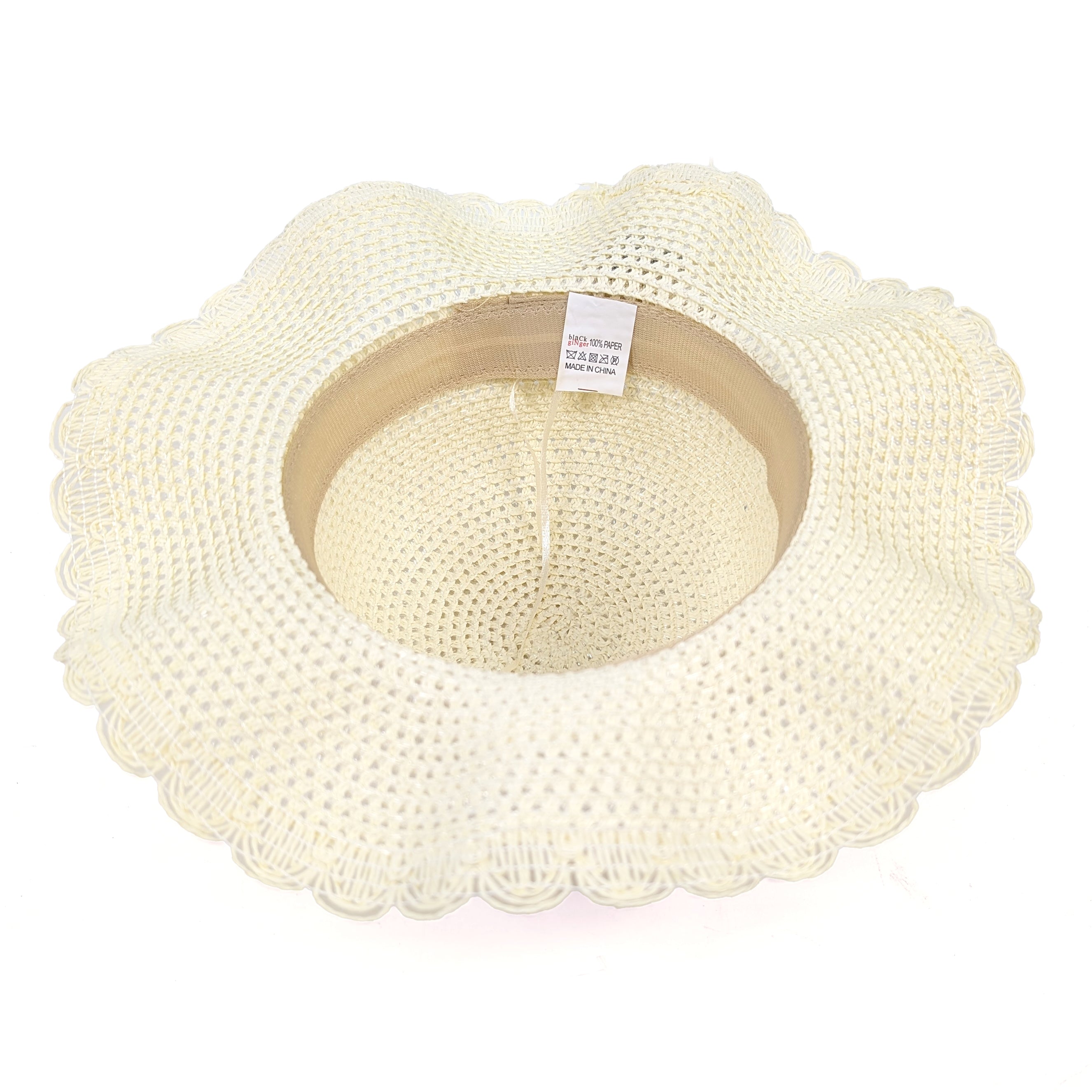 Kids' Crochet Style Foldable Sun Hat - Cream Dragonfly Design for Outdoor Play, Beach & Summer Activities