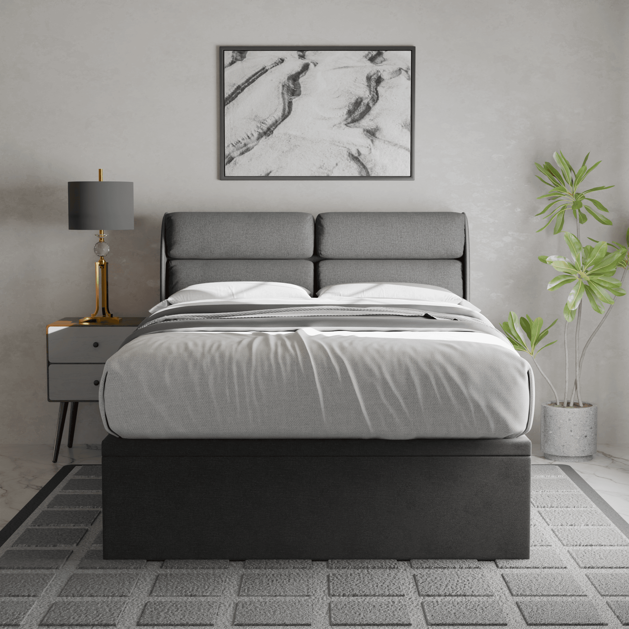 Fobbee Waterproof Fabric Storage Bed with Underbed Drawers - Space Saving Organizer for Bedroom, Dorm, or Guest Room