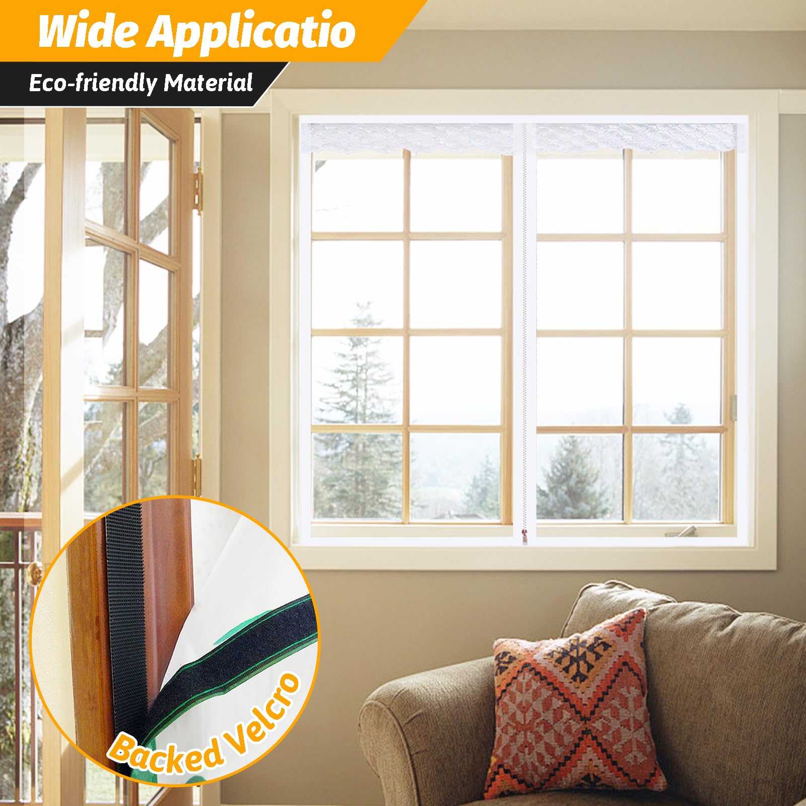 Reusable Thickened Transparent Window Insulation Kit (47x60 inches) - Winter Weatherproofing for Patio, Attic & Home - Energy Saving Thermal Cover for Drafty Windows in Cold Climates