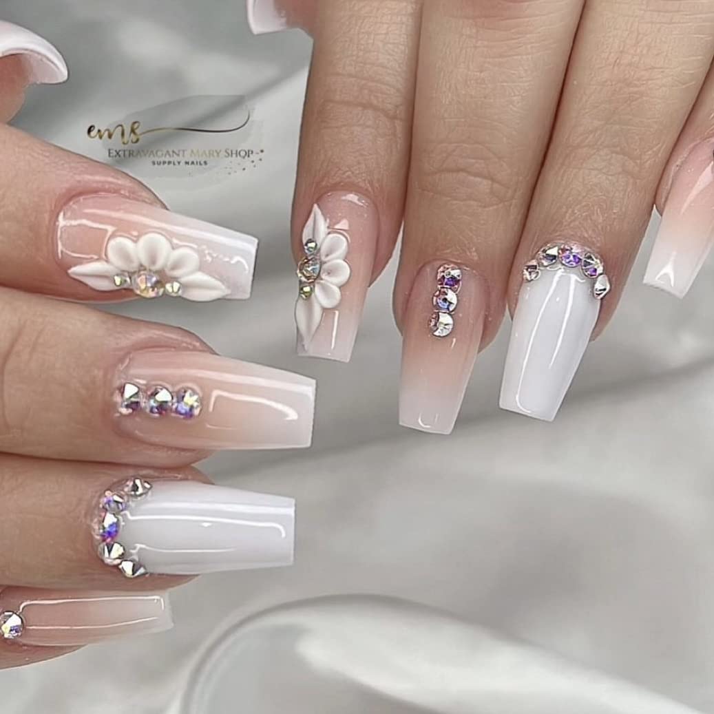 100Pcs Handmade 3D Acrylic Nail Art Flowers Set - White Artificial Floral Decorations for DIY Nail Designs, Manicure Salon Supplies & Home Crafts (Box5#-100PCs) | Perfect for Bridal Nails, Party Looks, Gel Polish Extensions & Creative Gift Ideas