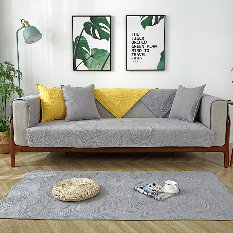 Alicia Cotton Botanical Print Sofa Slipcover - Washable Stretch Couch Cover for Living Room, Sectional, Loveseat - Home Decor Protection & Style Upgrade