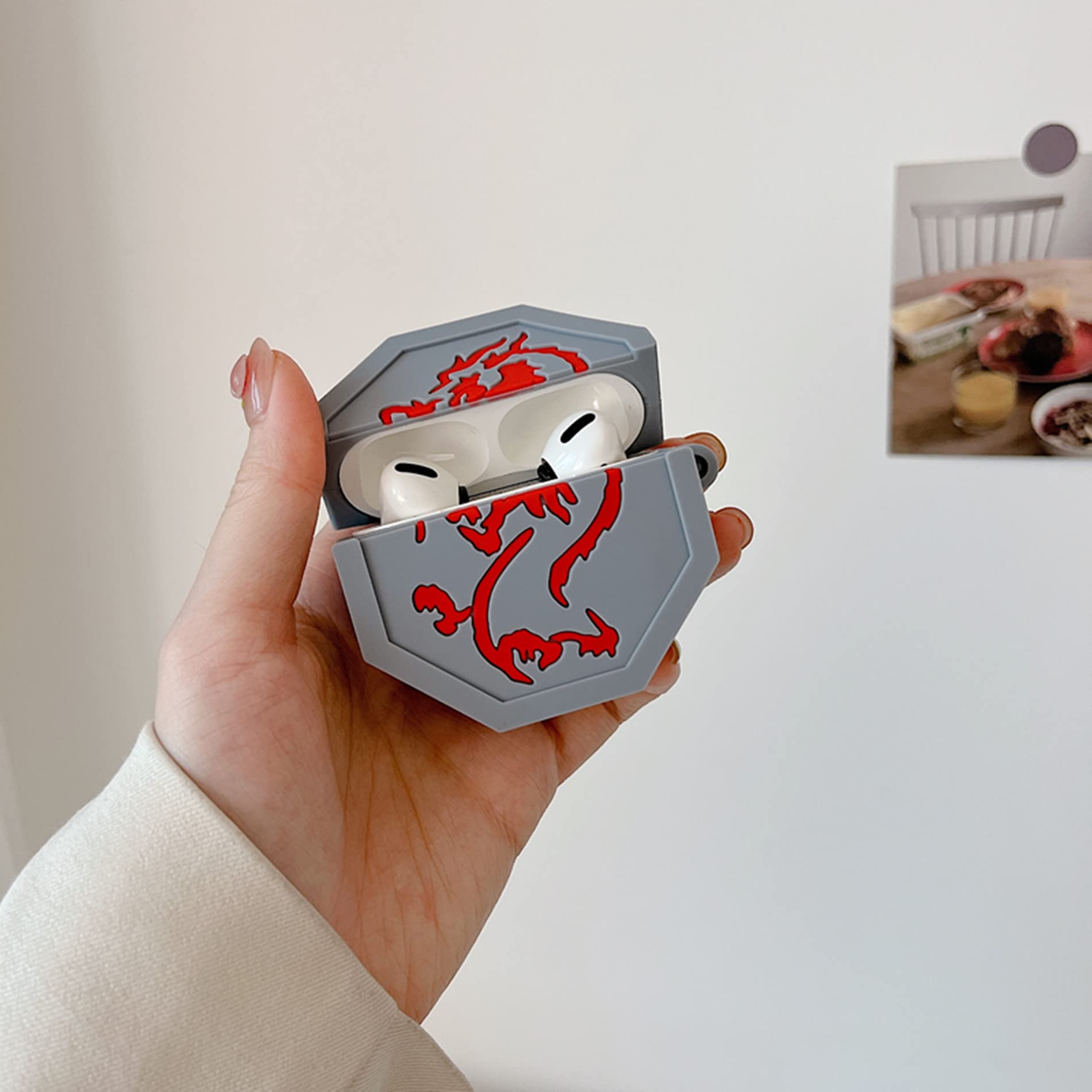 3D Cartoon Dragon Talisman AirPods Pro Case - PVC Silicone Protective Cover with Hook for AirPods Pro 1/2/3 - Inspired by Jackie Chan Adventures - Perfect for Travel, Gym & Daily Use