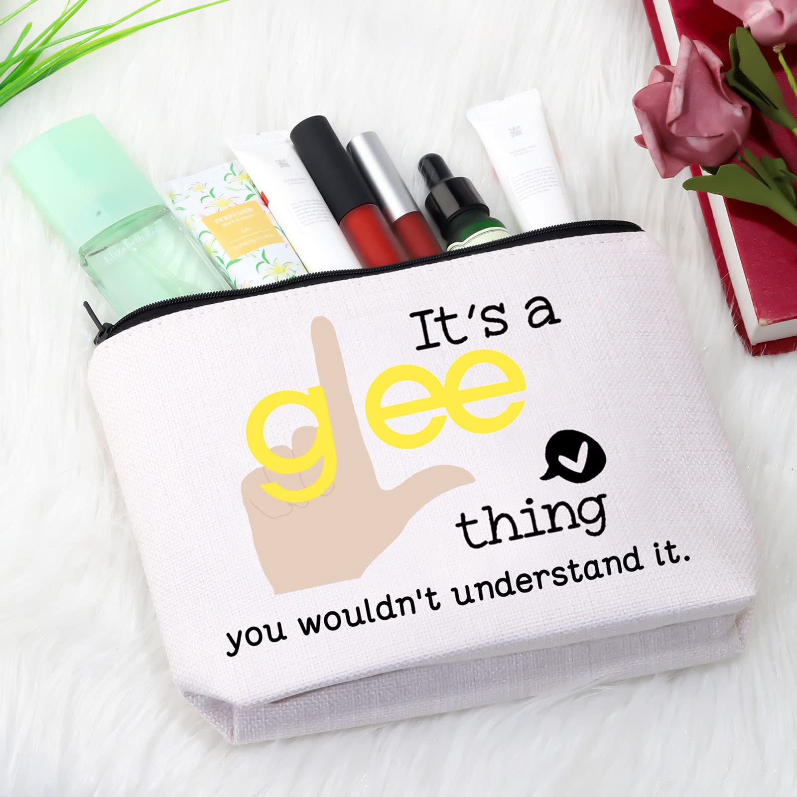 Funny Musical Comedy Inspired Makeup Travel Bag - Zipper Pouch for Women, Wife, Mom & Friends - Perfect Gift for Glee Fans - Medium Size Cosmetic Organizer - Great for Travel, Daily Use & Gift Giving