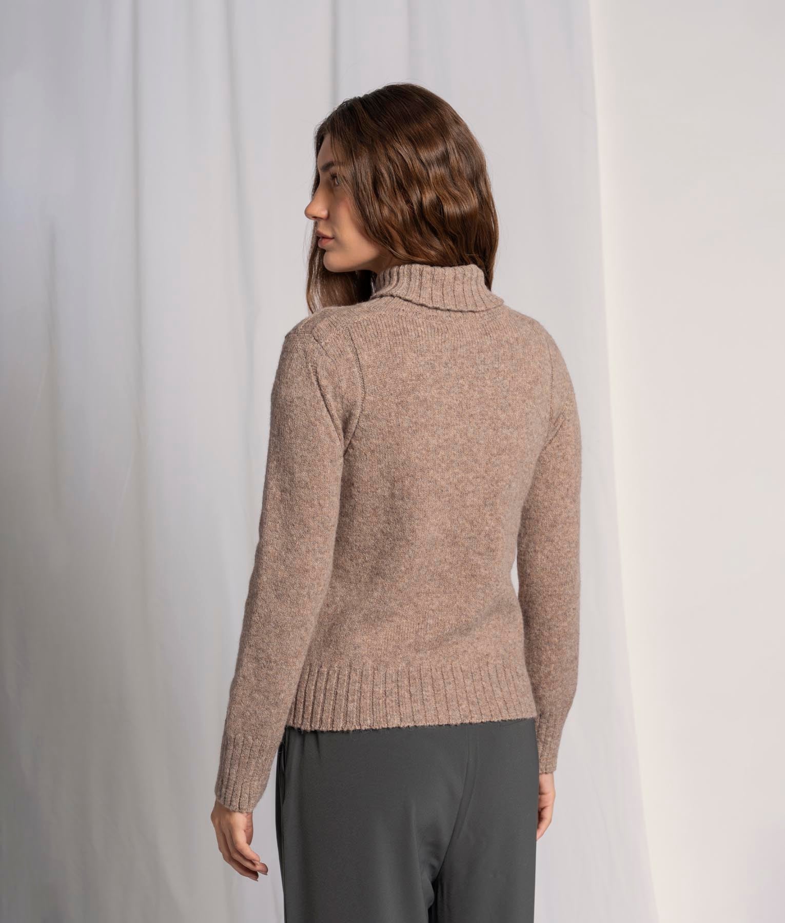 Women's Jersey High Neck Sweater - Soft Knit Pullover for Fall & Winter - Perfect for Office, Casual Wear & Layering