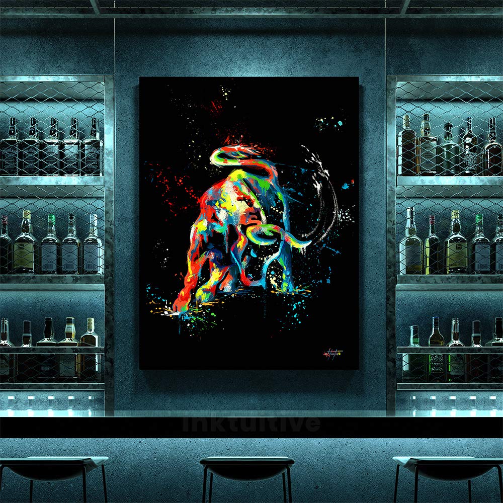 Inktuitive 'Bull Dreams' Motivational Canvas Wall Art - 16x12 Inch High Resolution Print with Black Frame - Inspirational Office Decor for Home & Workspace | Perfect for Living Room, Bedroom, or Office Wall Decor