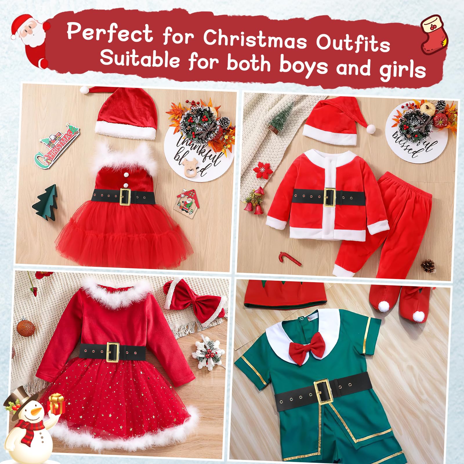 JASGOO Kids Santa Belt - Adjustable Christmas Pirate Costume Belt for Boys & Girls - Perfect for Halloween, Christmas Parties & Dress-Up Play