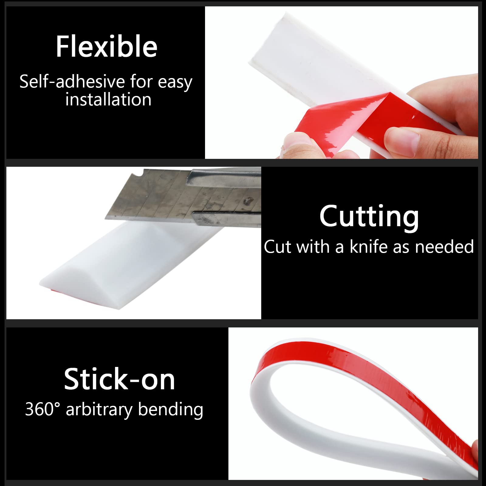 Raycity Collapsible Shower Threshold Water Dam Barrier - 39 Inch White Shower Door & Kitchen Water Strip for Wet/Dry Separation - Perfect for Bathroom, RV & Kitchen Water Leak Prevention