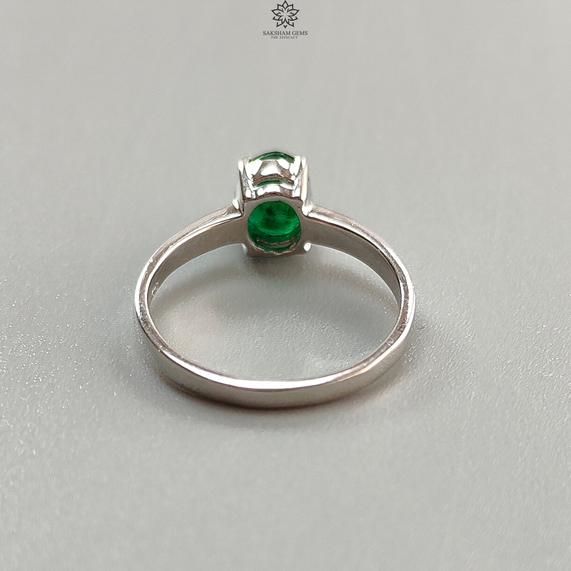 Natural Untreated Emerald Faceted Silver Ring - 2.16gms Oval Cut 925 Sterling Silver Prong Set Ring Size 7.40 | Elegant Jewelry for Women, Perfect for Weddings, Anniversaries & Special Occasions