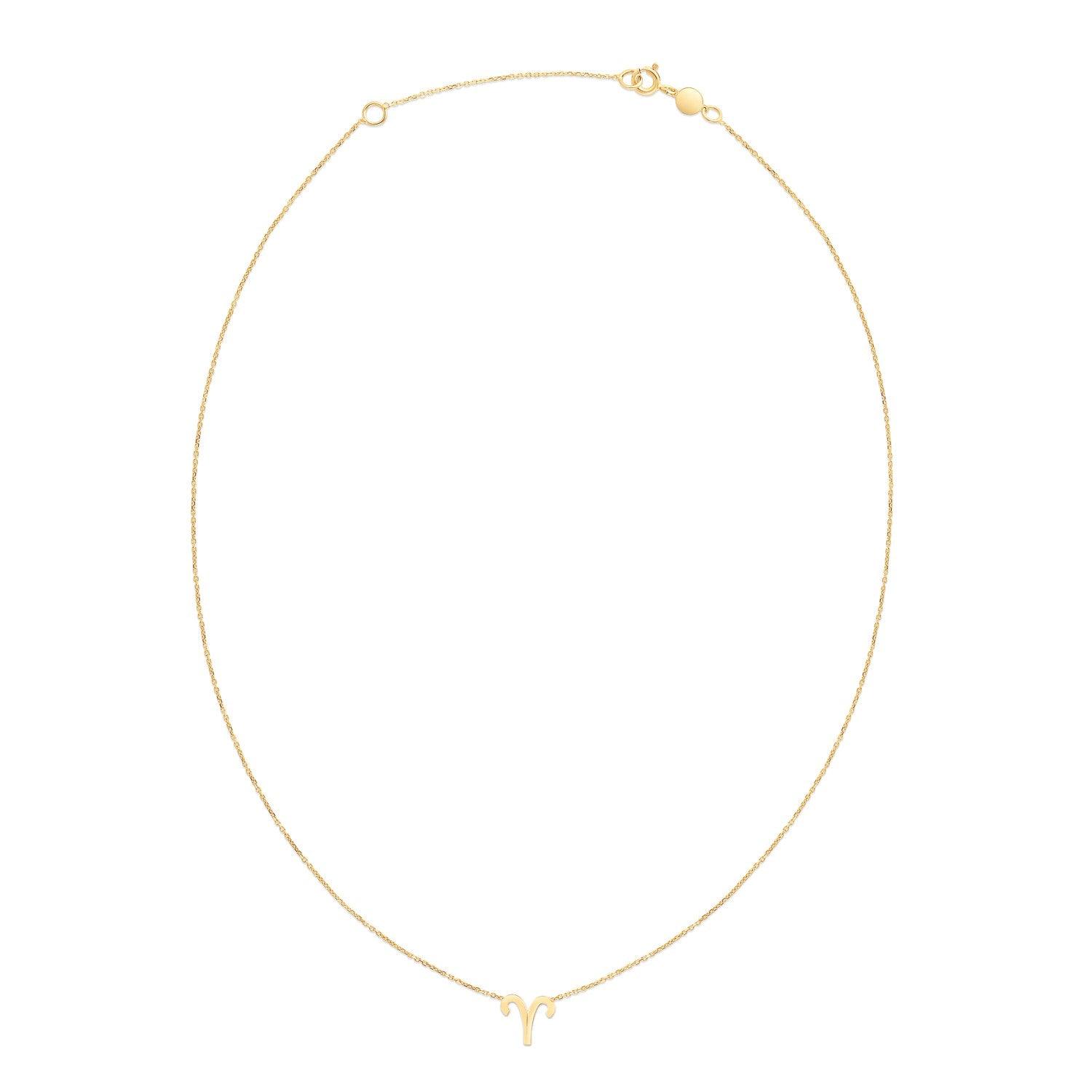 14K Yellow Gold Aries Zodiac Necklace - Dainty Horoscope Pendant for Women - Perfect Birthday Gift & Everyday Jewelry for Aries Sign Lovers