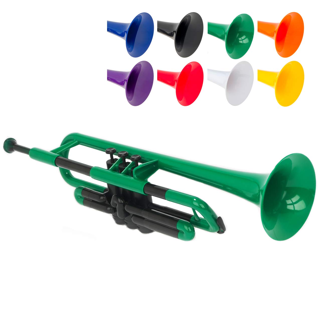 PTRUMPET1G Green Plastic Trumpet - Lightweight & Durable Beginner Instrument for Kids & Students - Perfect for School Bands, Music Lessons & Home Practice (2016 Model)