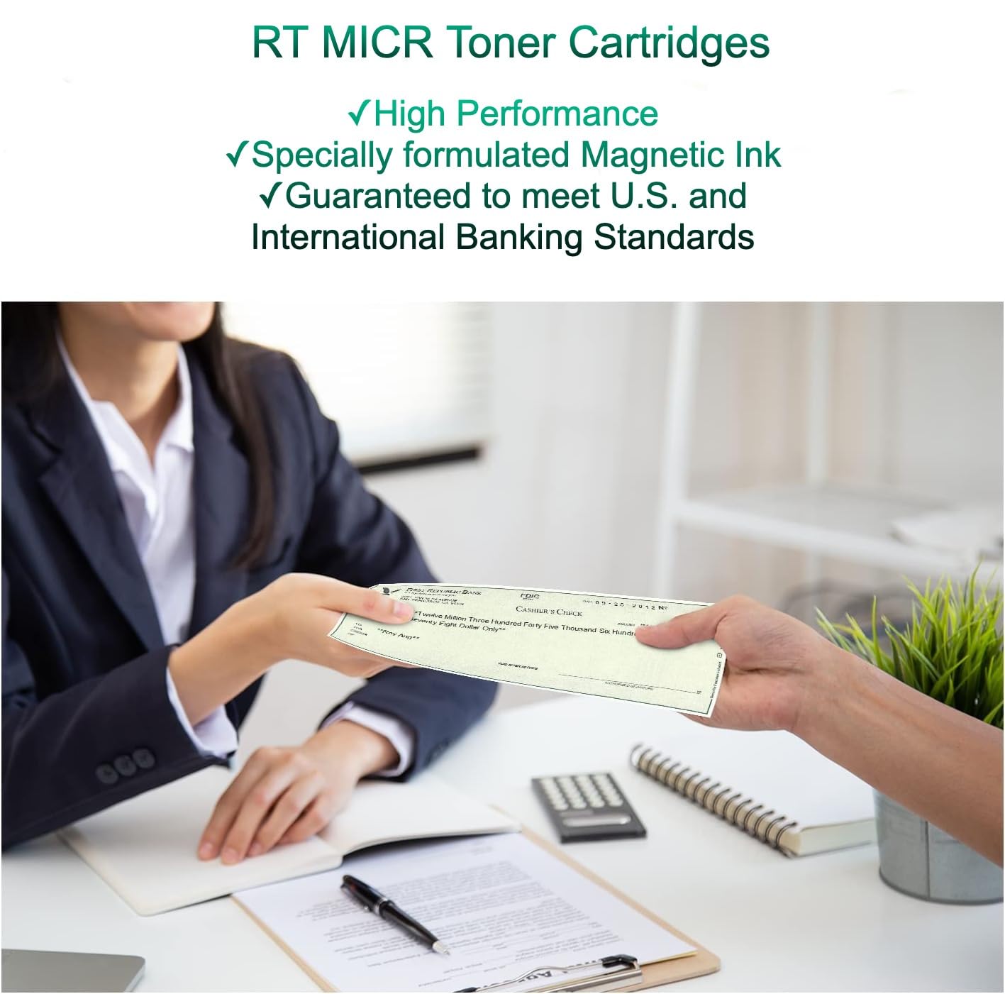 HP Q1338A Compatible MICR Toner Cartridge - Renewable Replacement for Laser Printers 4200, 4200dtn, 4200Dtns, 4200Dtnsl, 4200n, 4200tn - Ideal for Check Printing & Secure Banking Documents