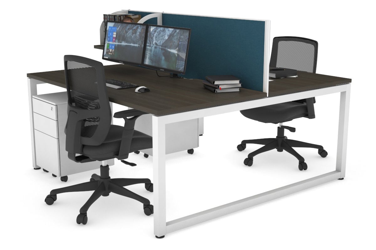Quadro Loop Legs 2 Person Office Workstation - 1600L x 800W with Cable Management - Modern Shared Desk for Collaborative Workspaces & Home Offices