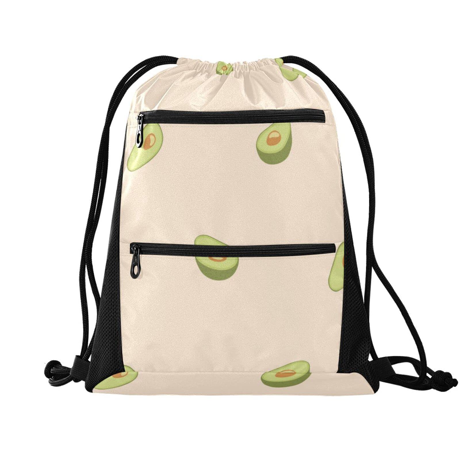 Lightweight Drawstring Backpack for Women & Men - Breathable Mesh Gym Sack with Zipper Pocket - Perfect for Sports, Yoga, Swimming & Shopping - One Size Fits All (Pattern 697)