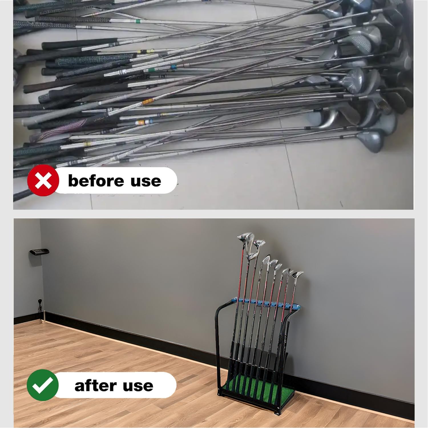 Premium Acrylic Golf Club Organizer Stand - 9-Putter Display Rack with Metal Base for Home, Office, or Pro Shop - Perfect for Organizing & Showcasing Golf Clubs