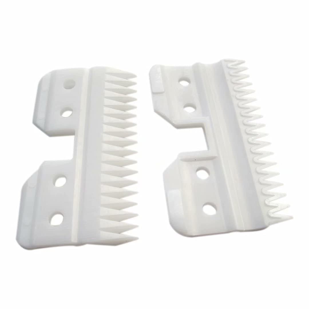 Ceramic Moving Blade Replacement for Andis/Wahl/Oster Fast Feed A5/AG Series Hair Clippers - 18 Teeth Pet & Human Grooming Tool (2 Pack, Off White) - Perfect for Professional Grooming & Home Haircuts