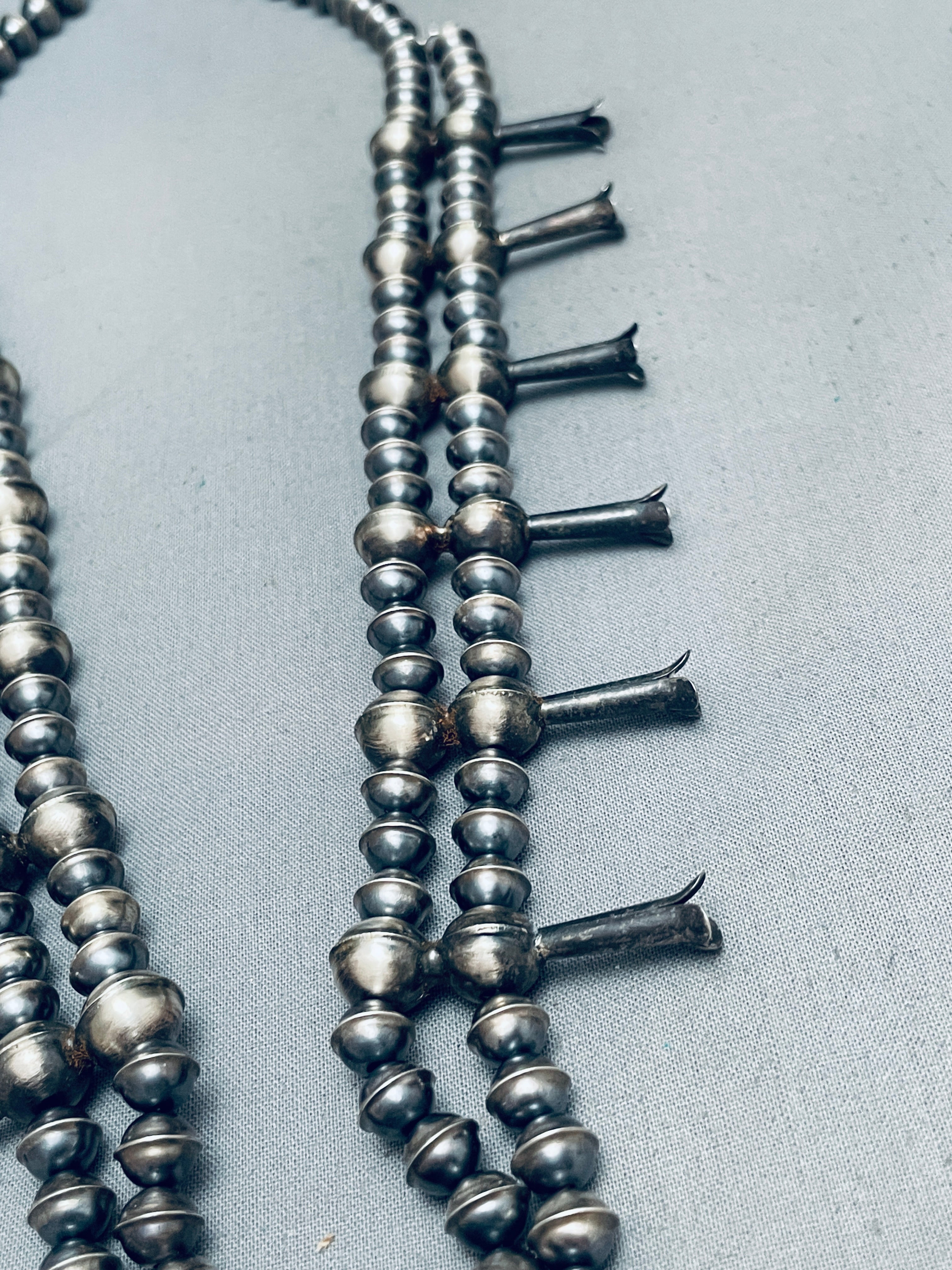 Vintage Navajo Sterling Silver Squash Blossom Necklace - 127g Authentic Native American Coin Jewelry - Perfect for Boho Fashion, Western Wear & Special Occasions