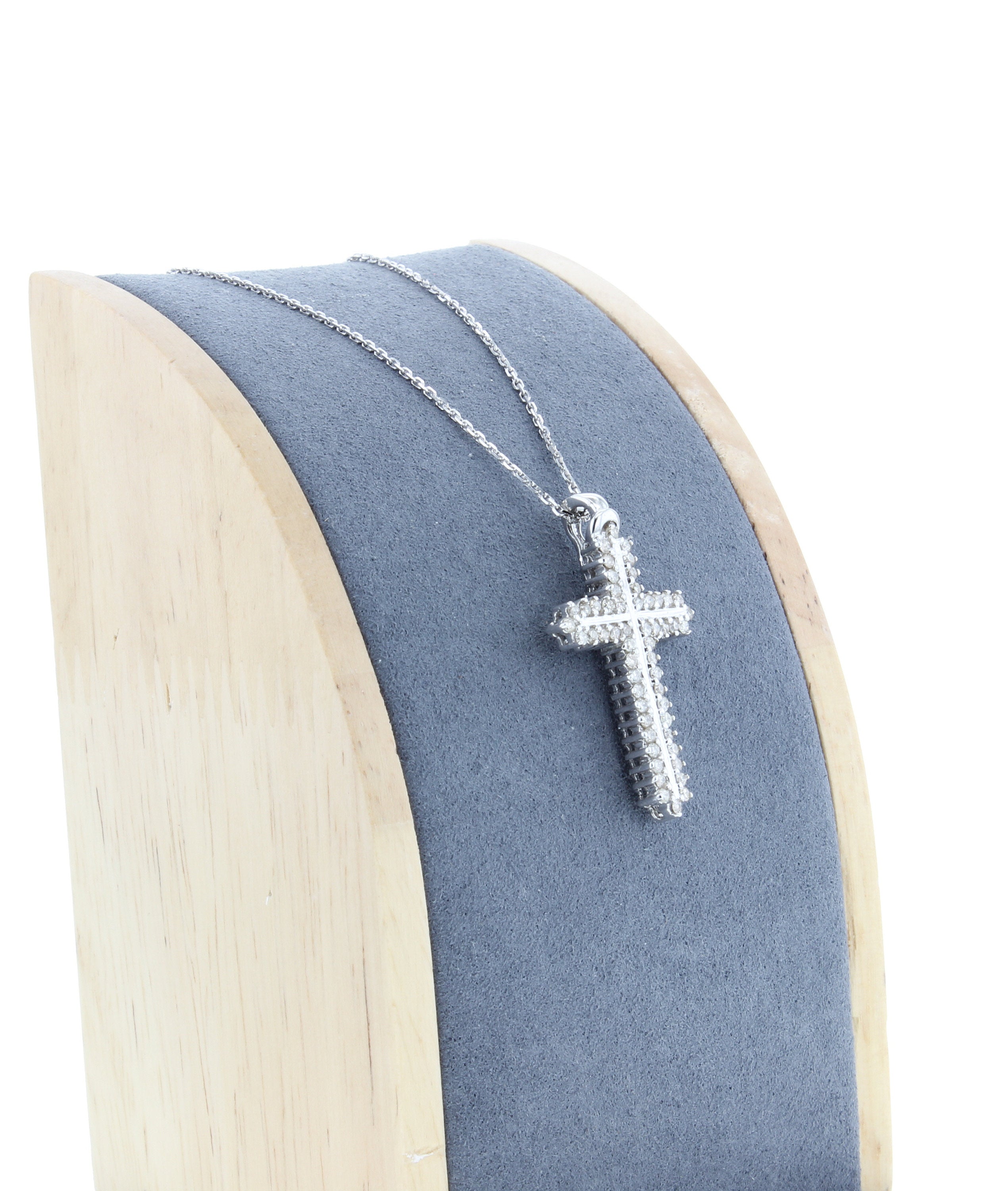 14K White Gold Diamond Cross Pendant Necklace .84cttw - Elegant Religious Jewelry for Women, Perfect for Baptism, First Communion & Everyday Wear