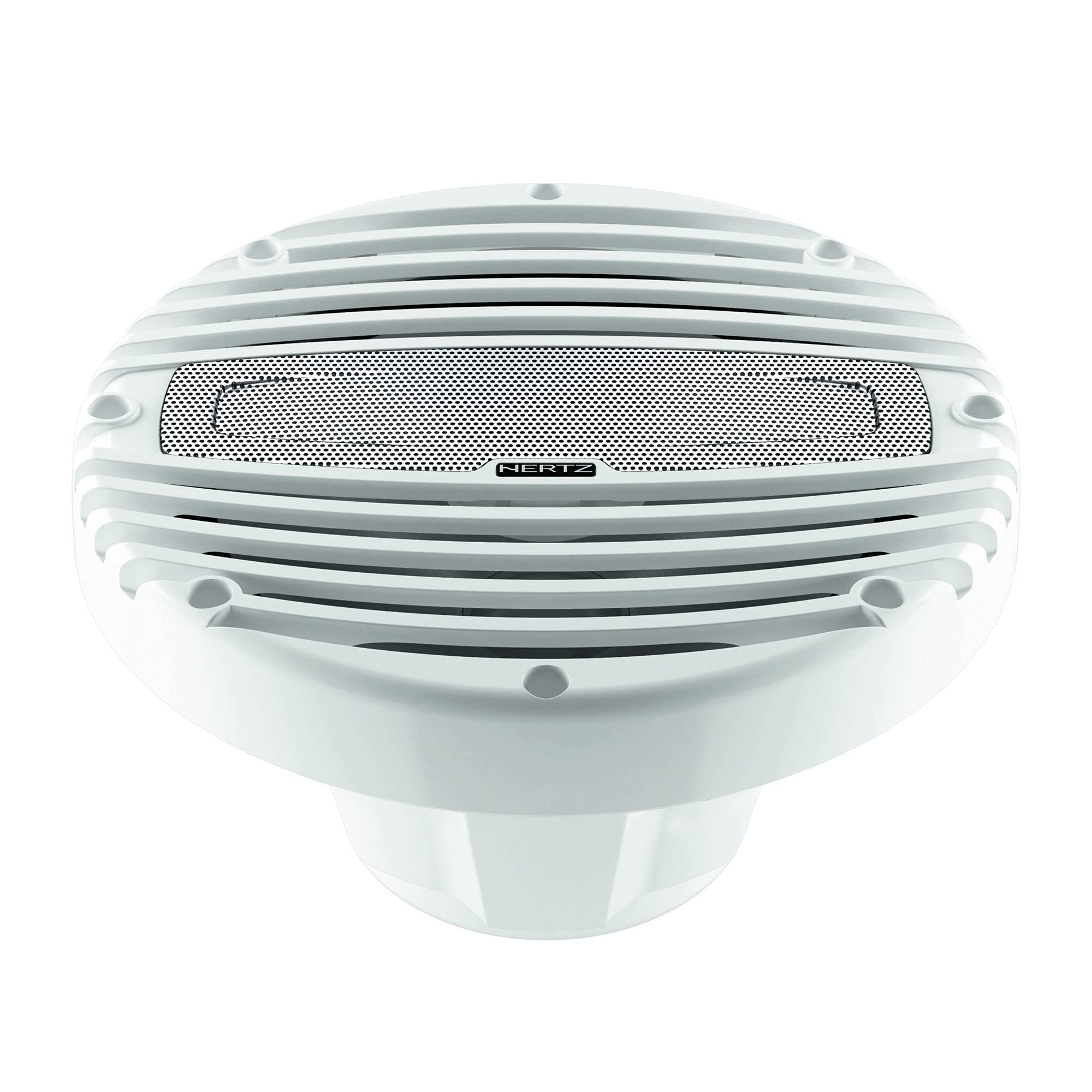 HERTZ HMX-8 8 Inch 4 Ohm Marine Coaxial Speakers with White Grilles (Pair) - Waterproof Boat Audio for Outdoor Marine, RV, and Off-Road Vehicle Sound Systems