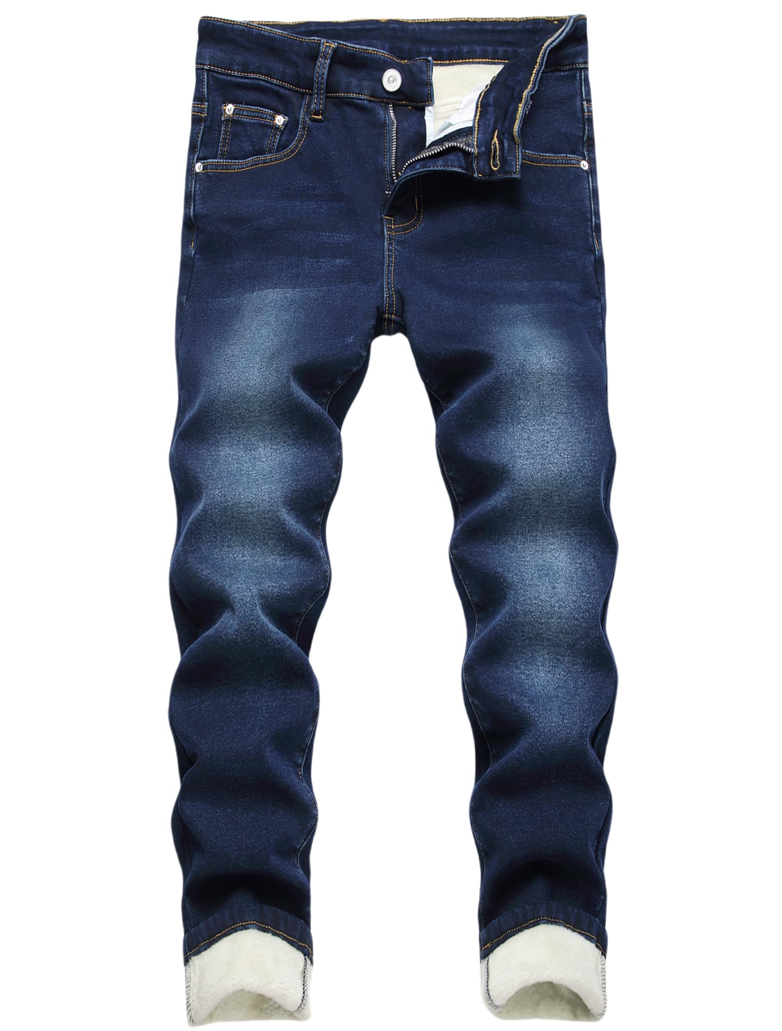 Boys Fleece Lined Jeans - Winter Thermal Stretchy Skinny Fit Denim Pants for Kids | Warm Casual Outfits for School & Outdoor Activities