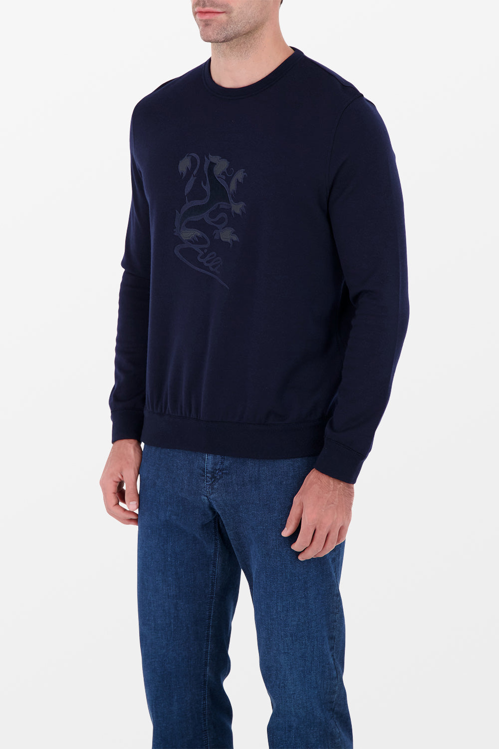 Zilli Navy Blue Men's Sweatshirt - Soft Cotton Pullover Hoodie for Casual Wear & Outdoor Activities