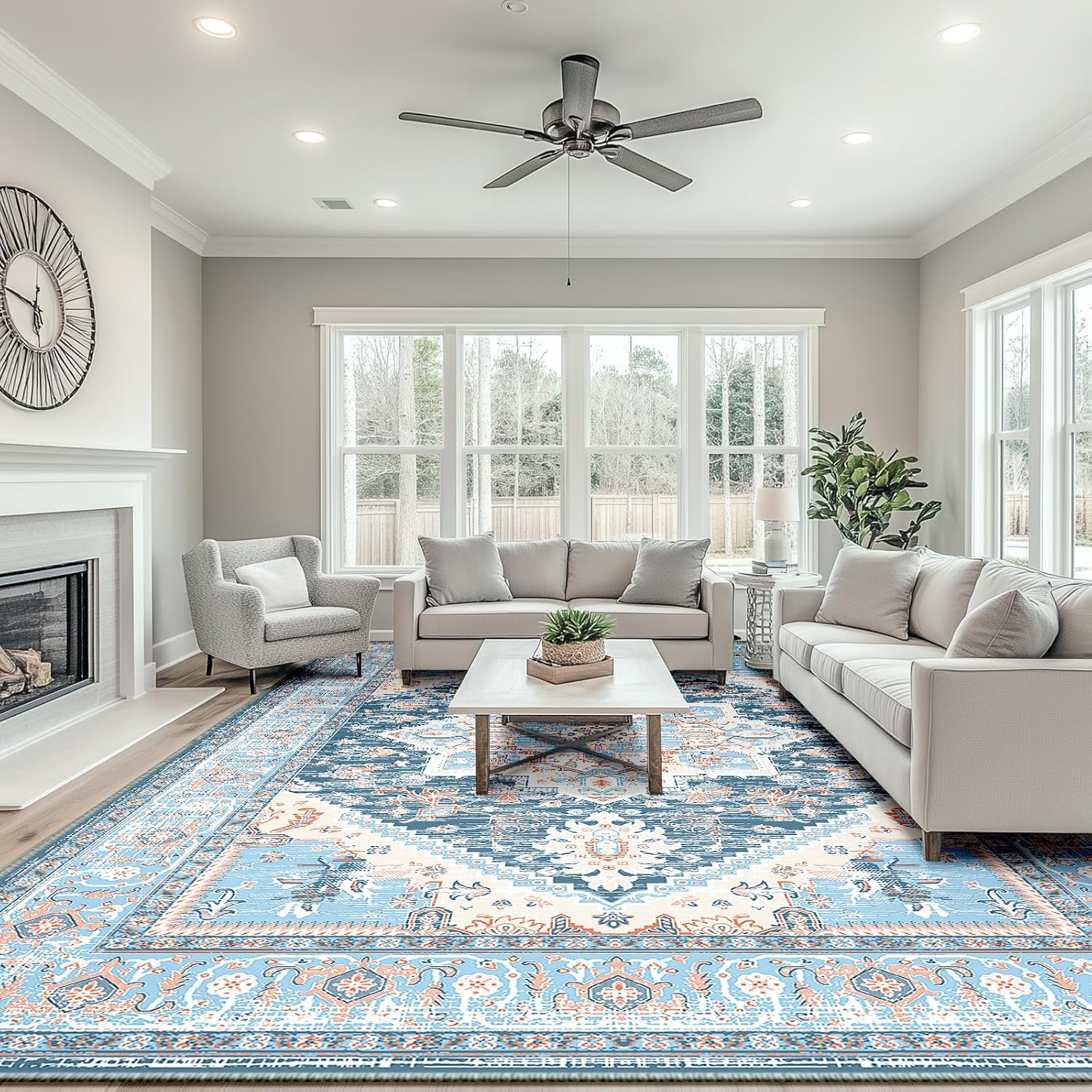 Vintage Washable Printed Carpet Runner - Custom Sienna Design for Living Room, Bedroom & Entryway | Non-Slip & Durable Floor Rug