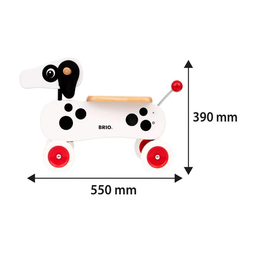 BRIO 30281 Wooden Dachshund Sausage Dog Ride-On Toddler Toy for Kids 12 Months+ | Push & Pull Learning Toy for Early Development | Perfect for Indoor Playrooms & Outdoor Backyards