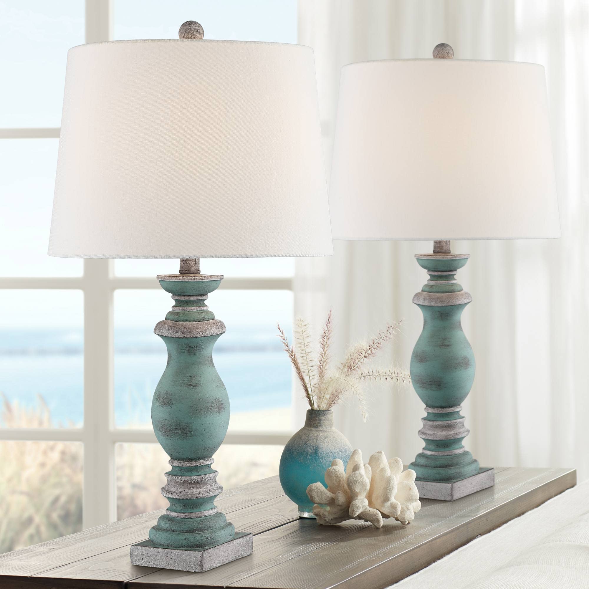 Regency Hill Patsy Country Cottage Traditional Style Table Lamps - Set of 2, 26.5