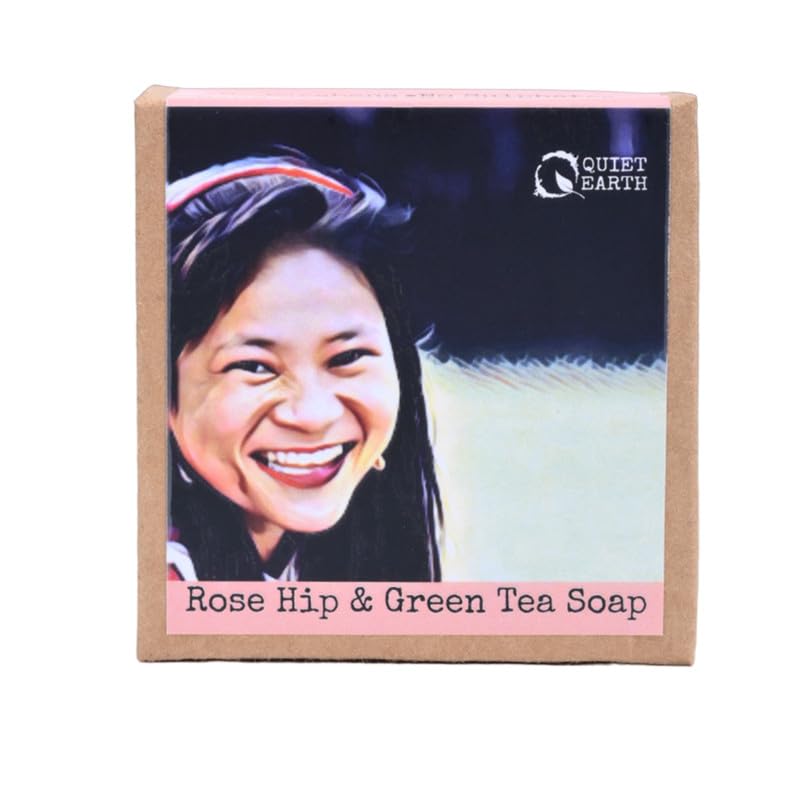 Organic Rosehip & Green Tea Cold Processed Soap - Handmade Luxury Bar for Women & Men | All Skin Types, Dark Spot & Acne Treatment, Smooth Glowing Skin | Perfect for Daily Bath, Spa Day & Gift Giving - 125g