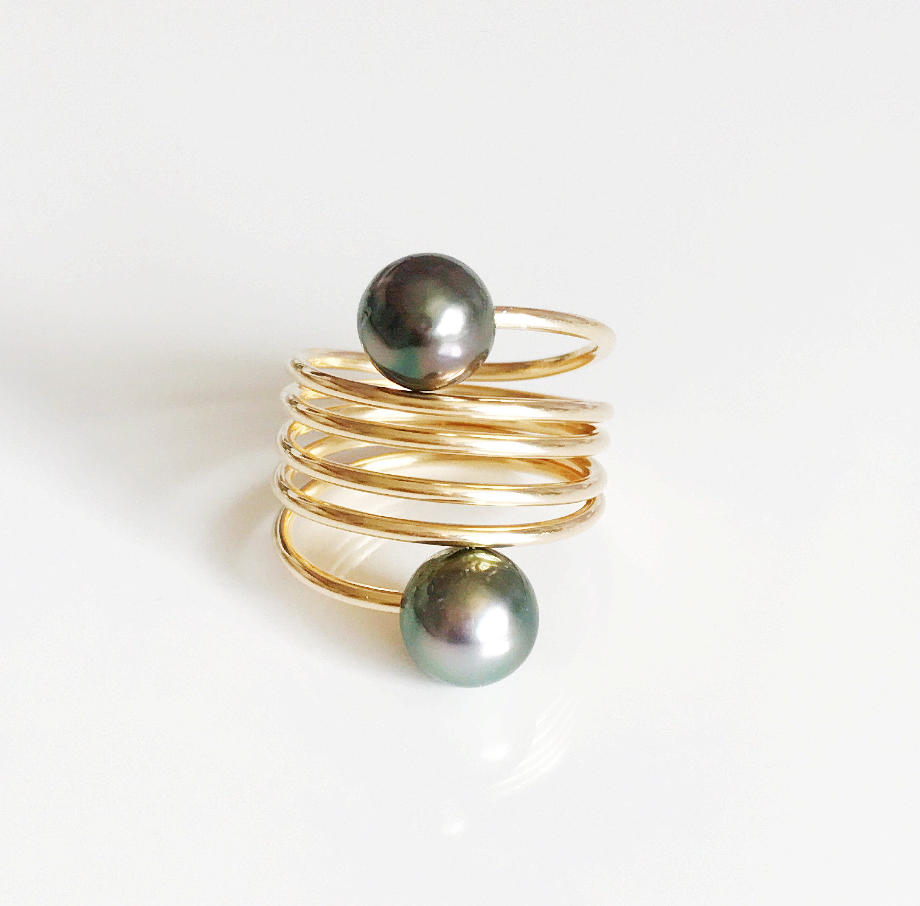 CAMILA Ring with Genuine Tahitian Pearls (R161) - Elegant Jewelry for Weddings, Parties & Special Occasions