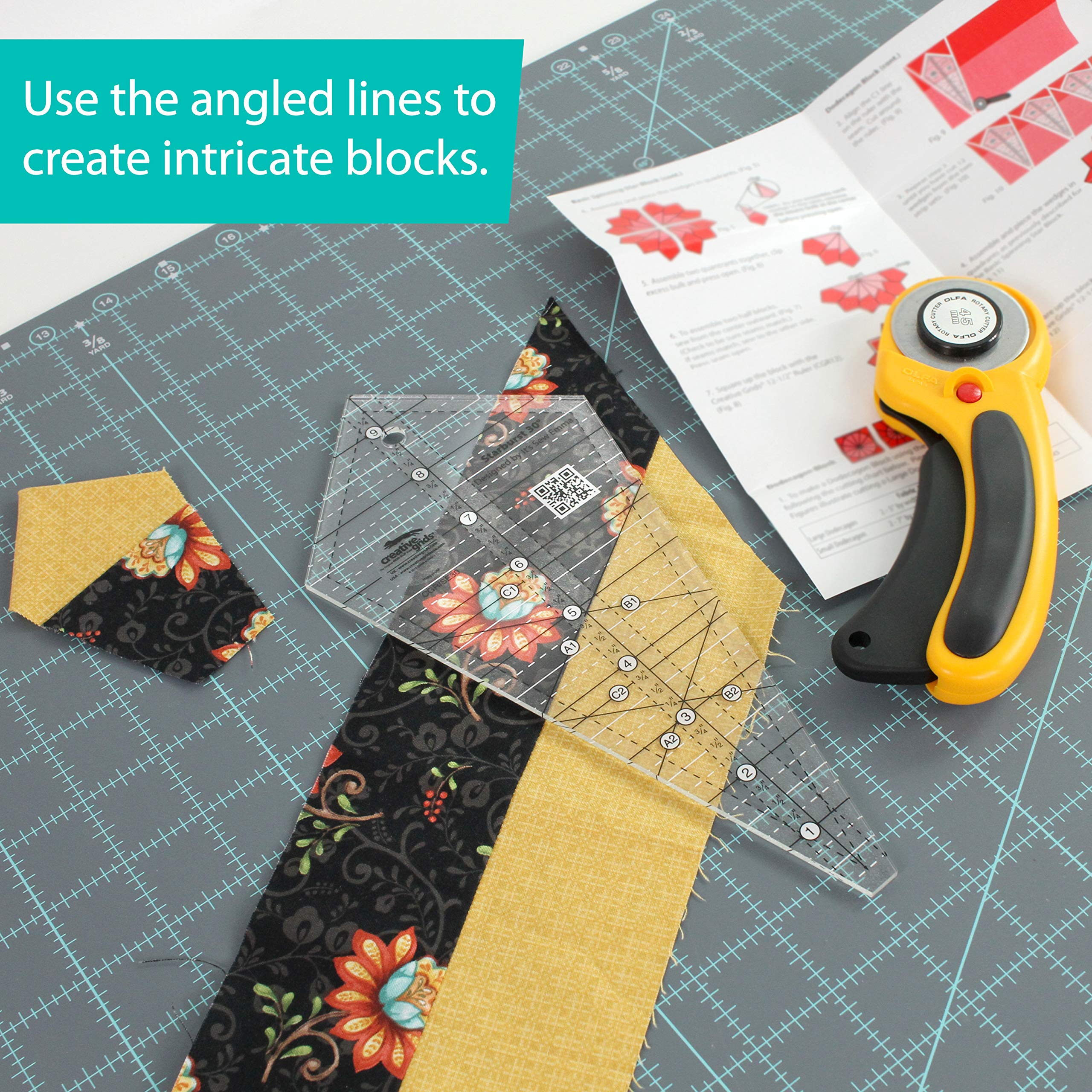 Creative Grids Starburst 30 Degree Triangle Quilt Ruler 9.5 Inch - CGRISE30 | Precision Quilting Tool for Patchwork, DIY Sewing & Craft Projects