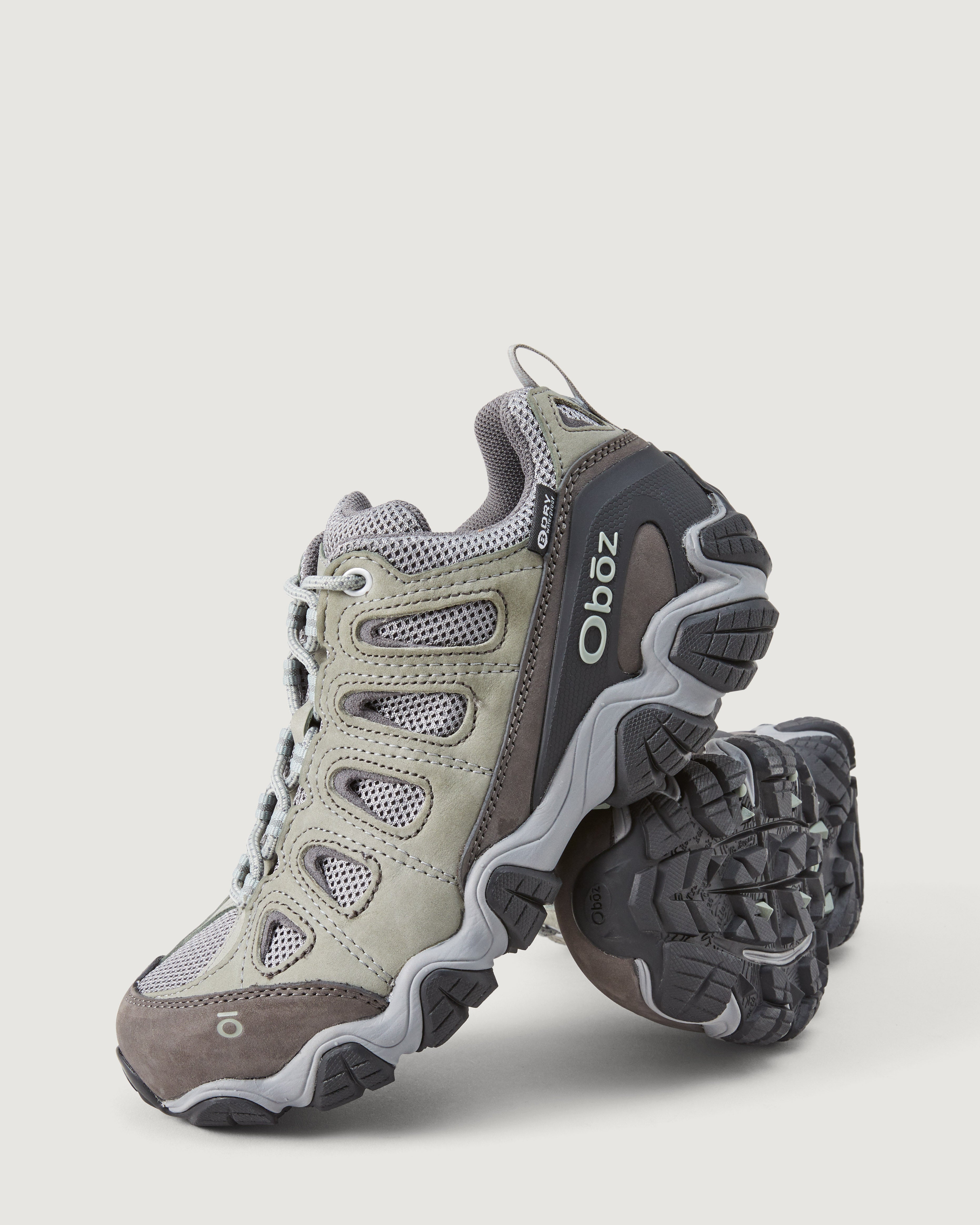 Women's Oboz Sawtooth II Low Waterproof Hiking Shoes - Frost Gray/Sage - Lightweight Trail Running Shoes for Outdoor Adventures & Hiking