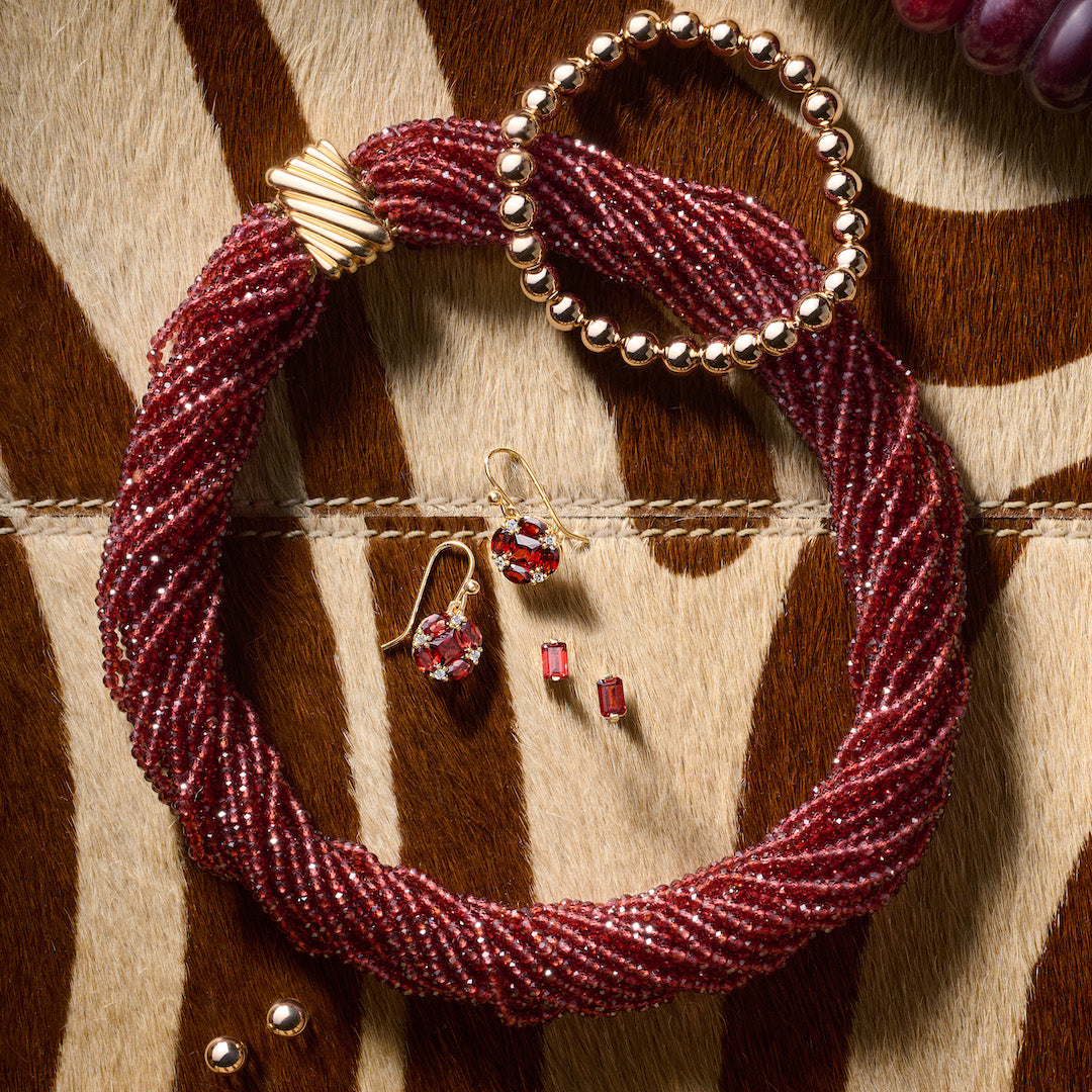 Exquisite Garnet & Diamond Quadrille Drop Earrings – Elegant Dangle Jewelry for Women | Perfect for Weddings, Parties & Special Occasions
