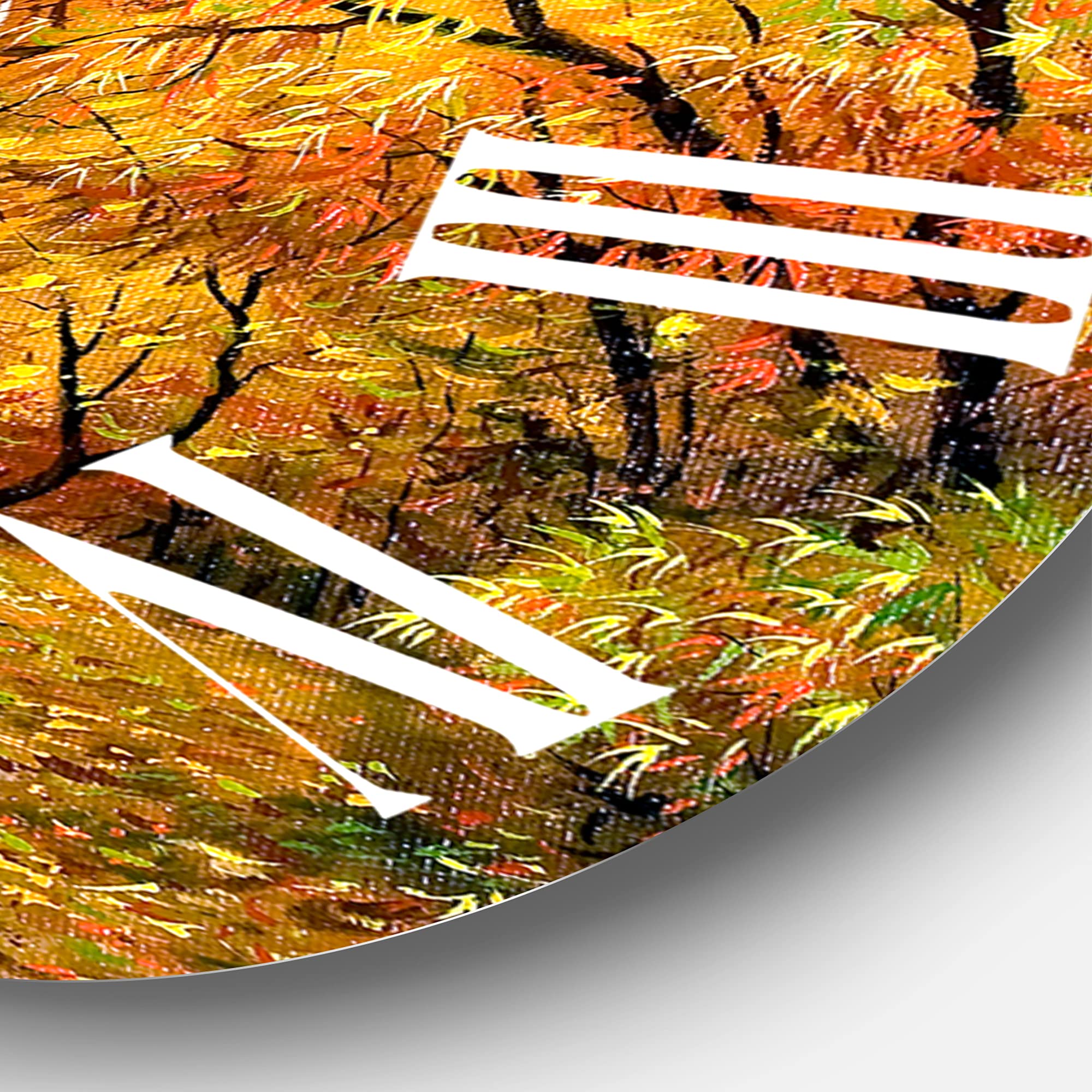 DesignQ Traditional Wall Clock 'River in The Autumn Woods' - Large Landscape Nature Wall Clock for Living Room, Bedroom, Office Decor - Perfect for Home & Office Interior Design