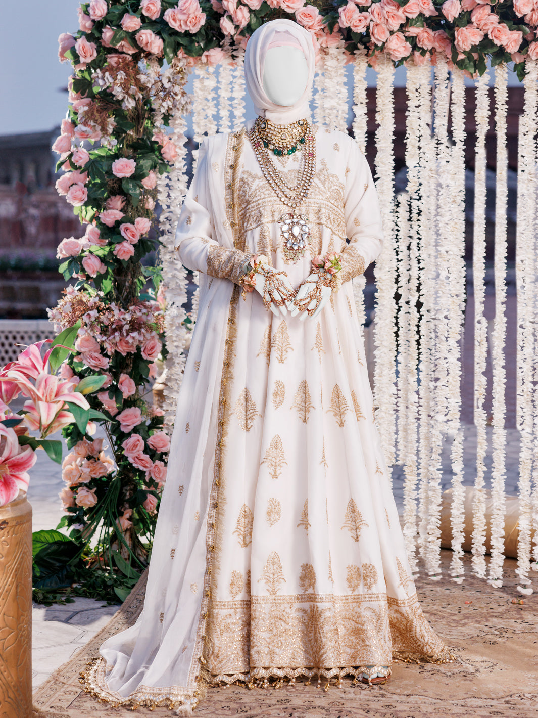 Elegant Chiffon Off-White Embroidered Suit by J. Junaid Jamshed | Perfect for Weddings, Parties & Formal Occasions