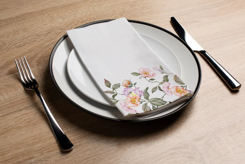 Premium Disposable Linen-Like Paper Guest Towels - 16 Pack Vibrant Floral Design | Perfect for Parties, Weddings & Upscale Events