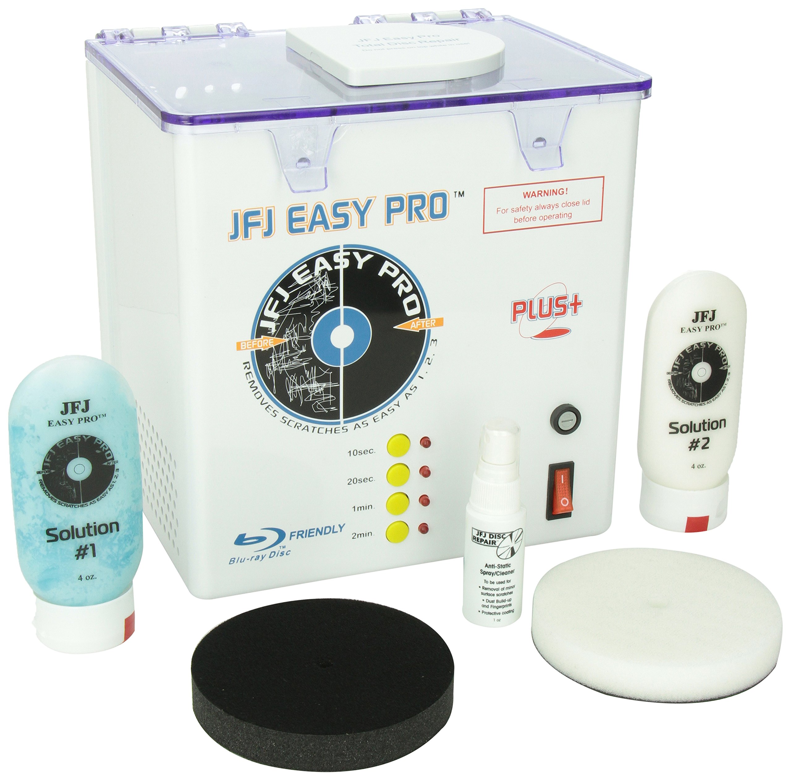 JFJ Easy Pro Video Game, CD, DVD, Blu-Ray Disc Repair Machine - 110V for USA, Canada & Mexico | Fix Scratched Discs for Gaming, Movies & Music Playback