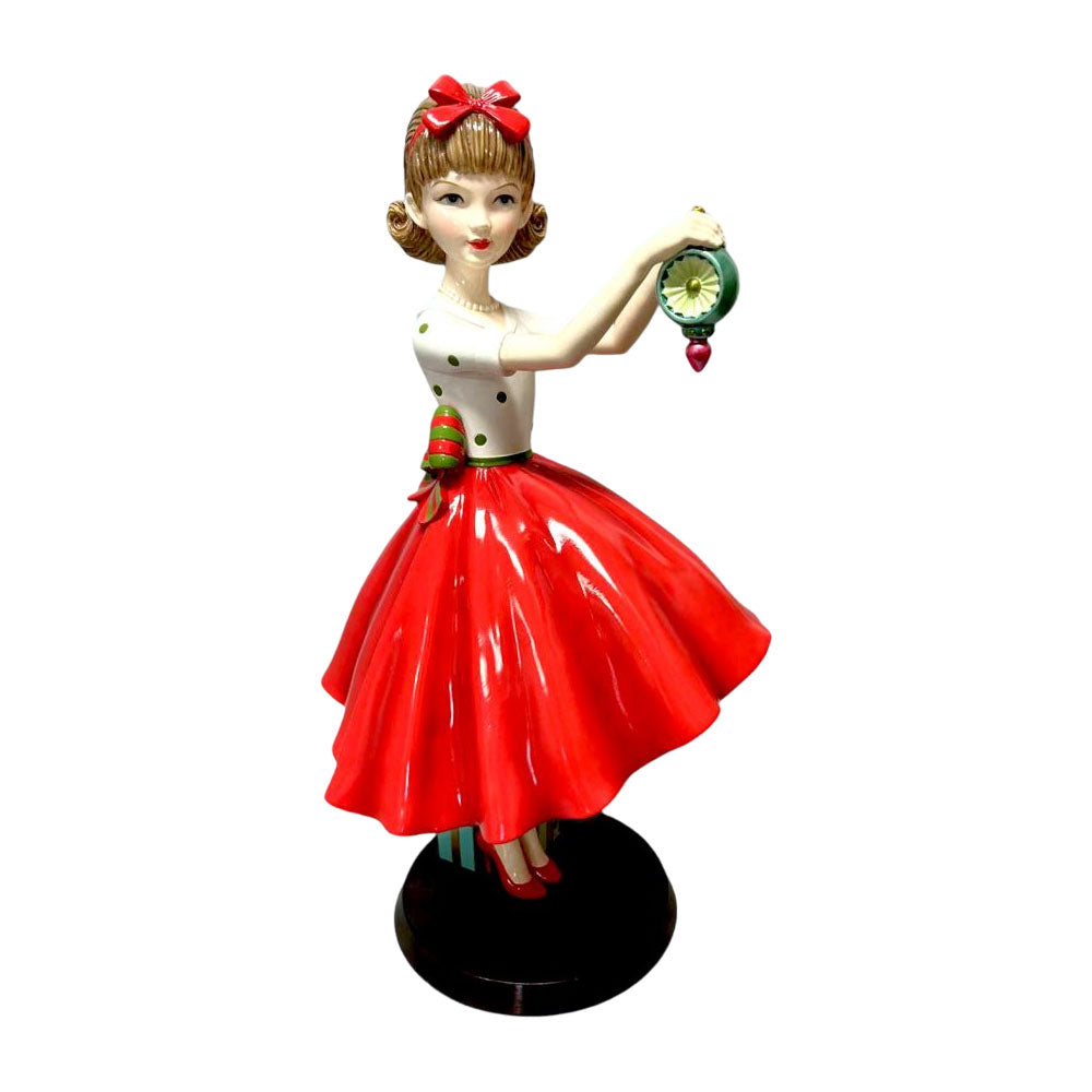 16.5 Inch Retro Girl Christmas Tree with Ornaments - NEW 2024 Holiday Decor by December Diamonds - Perfect for Home, Office & Festive Party Decorations