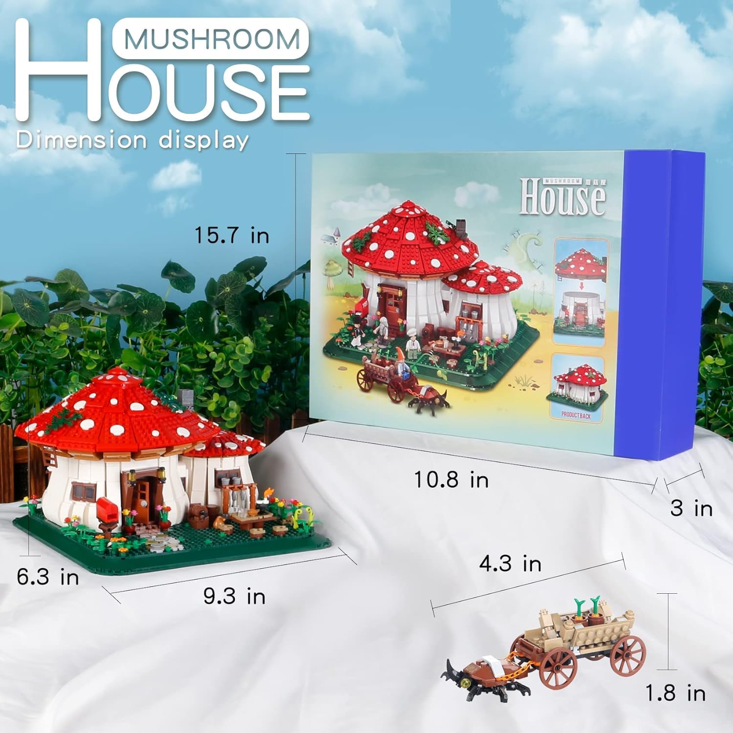 Mushroom House Building Blocks Kit - Creative Garden Tree House Bricks Model Set for Adults & Kids - Perfect for STEM Learning, Home Decor & Family Bonding Activities