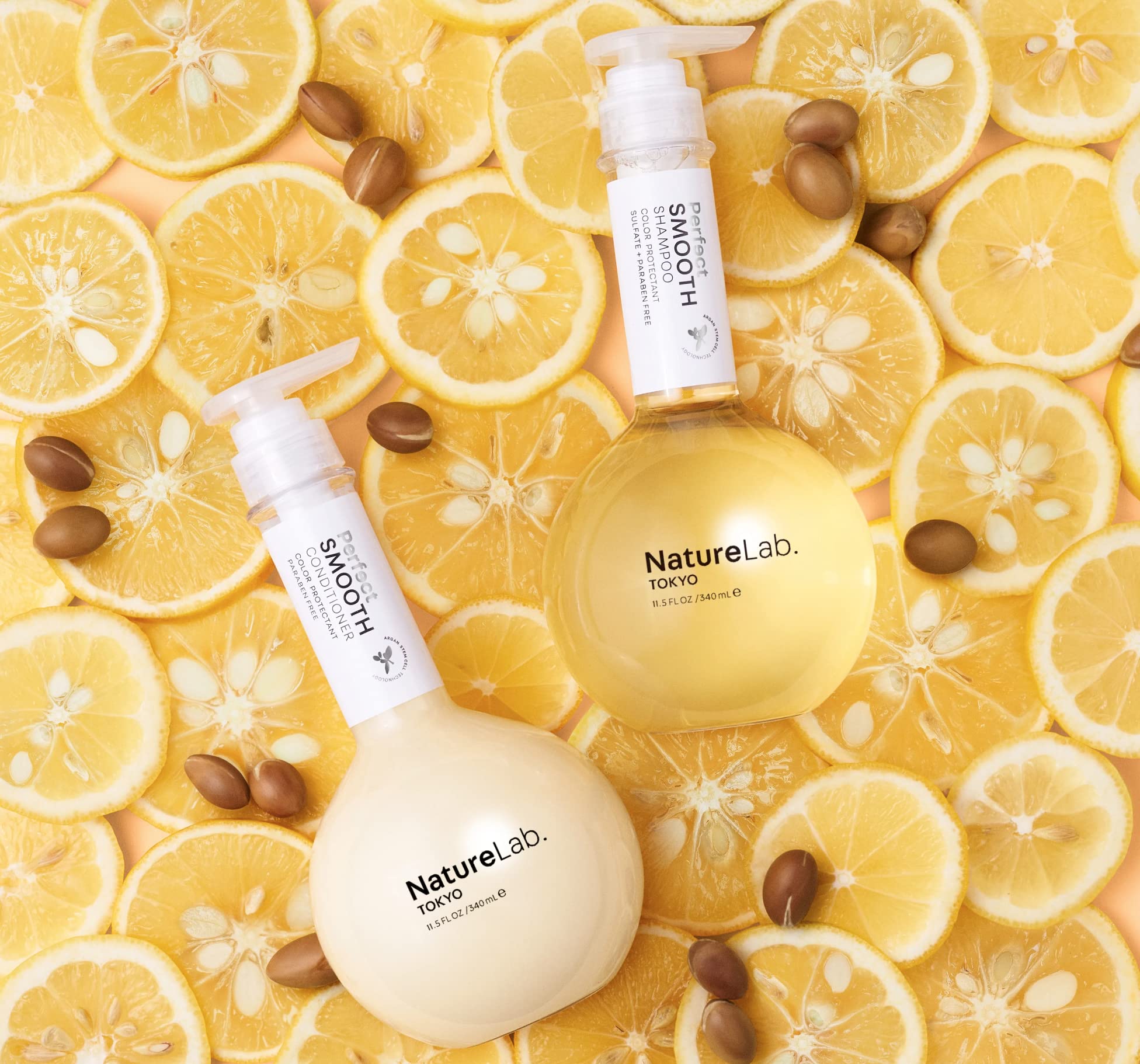 NATURELAB. TOKYO Perfect Smooth Shampoo & Conditioner Set - Weightless Frizz Control for Smoother, Healthier Hair & Scalp - 11.5 Fl Oz Each - Ideal for Dry, Damaged & Frizzy Hair Care at Home or Salon