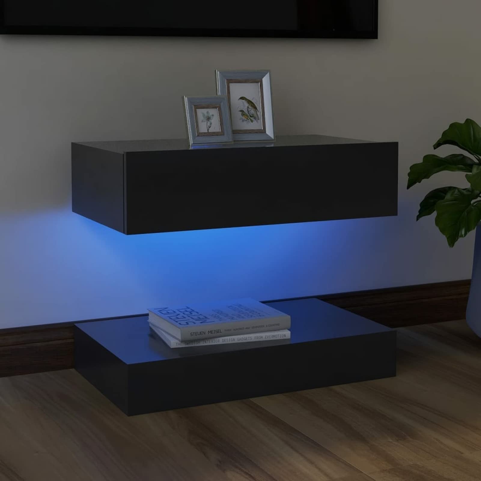 Modern TV Stand with LED Lights - Classic TV Console Entertainment Center with Storage, 23.6