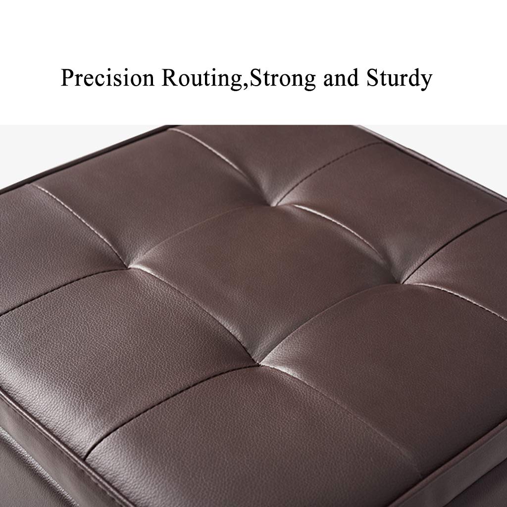 Multifunctional Small Square Storage Pouffe Stool with High Rebound Sponge & Faux Leather Cushion - Shoe Bench, Ottoman, Living Room Seating, Bedroom Decor, Entryway Organizer